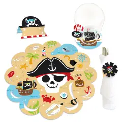 Big Dot of Happiness Pirate Ship Adventures - Skull Birthday Party Paper Charger and Table Decorations - Chargerific Kit - Place Setting for 8