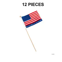 6" x 4" Small Memorial Day Cloth Flags on Wooden Sticks - 12 Pc.