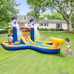7-in-1 Water Slide Park With Splash Pool And Water Cannon Without Blower