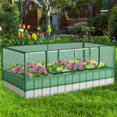 Galvanized Raised Garden Bed With Greenhouse Cover