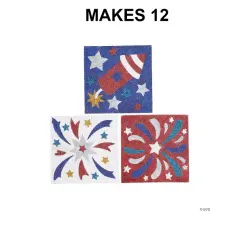 Patriotic Glitter Art Pictures - 12 Pc.
