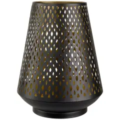 Northlight Large Laser-Cut Votive Candle Holder - 11" - Black and Gold Finish