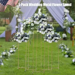 5" Gold Metal Vase Column Stand Multi-height Design Backdrop Stand Wedding Decor