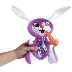 Large 17" Purple Inflatable Easter Bunny Rabbit With Carrot Toy Decoration