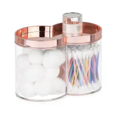 mDesign Plastic Dual Canister Jar Organizer Set with Storage Lid