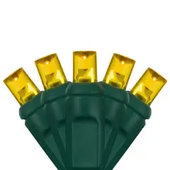 70 Gold 5mm LED Christmas Lights, Green Wire, 4" Spacing