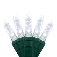 70 Cool White M5 LED Lights, Green Wire, 4" Spacing