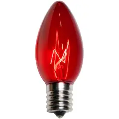 25 Bulbs - C9 Triple Dipped Transparent Red, 7 Watt lamp