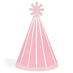 Big Dot of Happiness Pink Stripes - Cone Happy Birthday Party Hats for Kids and Adults - Set of 8 (Standard Size)