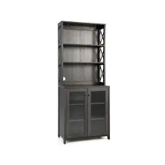Tall Freestanding Bar Cabinet Buffet with Glass Holder and Adjustable Shelf