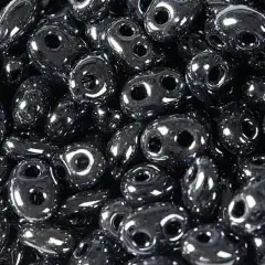John Bead Twin 2-Hole Opaque Beads, 100g Gunmetal