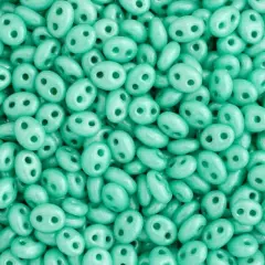 John Bead Twin 2-Hole Seed Beads, 100g Green Dyed