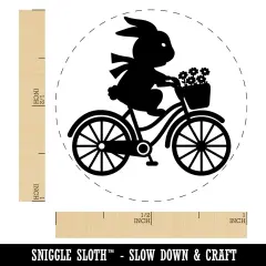 Rabbit Bunny on Bike Self-Inking Rubber Stamp Ink Stamper for Stamping Crafting Planners Purple