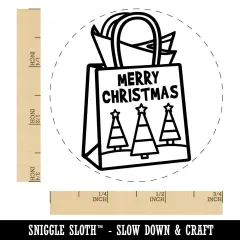 Merry Christmas Gift Bag Self-Inking Rubber Stamp Ink Stamper for Stamping Crafting Planners Yellow