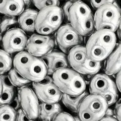 John Bead Twin 2-Hole Metallic Silver Beads, 100g