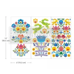 Redesign With Prima Decor Small Transfers - Floral Polish - 3 sheets , 6"x12" 655350656805