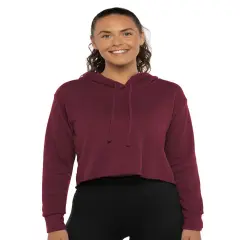Next Level&reg; Women's Laguna Sueded Raw Edge Crop Hoodie Maroon