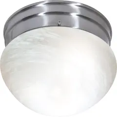 Nuvo 2-Light 10" Flush Mount w/ Medium Alabaster Mushroom in Brushed Nickel