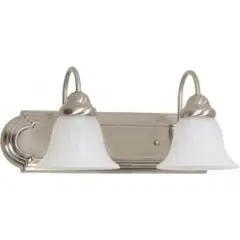 Nuvo 2-Light 18" Vanity Fixture w/ Alabaster Glass Bell Shades in Brushed Nickel