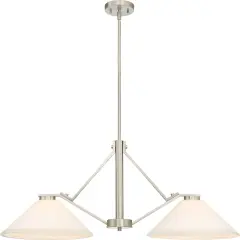 Nome 2-Light Island Pendant Light Fixture in Brushed Nickel Finish