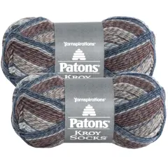 (Pack of 2) Patons Kroy Socks Yarn-Blue Brown Marl