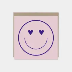 Heart Eyes Smiley Face Valentine's Day Card