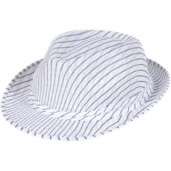 Roaring 20s Gangster Costume White Pin Stripe Fedora Hat