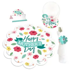 Big Dot of Happiness Colorful Floral Happy Mother's Day We Love Mom Party Paper Charger and Table Decorations Chargerific Kit Place Setting for 8