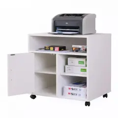 Printer Kitchen Office Storage Stand With Casters White