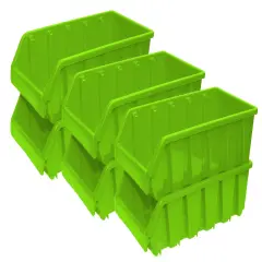 Plastic Storage Stacking Bins Green Set of 3