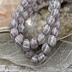 *20* 8mm Silver Washed Thistle Large Hole Melon Beads