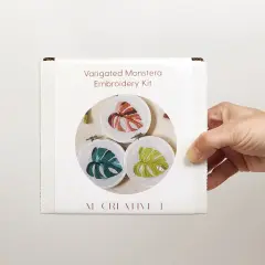 MCreativeJ Variegated Monstera- DIY Beginner Hand Embroidery Kit Coral