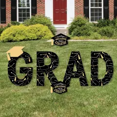 Big Dot of Happiness Hello College Graduation Party Yard Signs - Outdoor Lawn Decorations - GRAD
