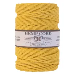 Hemptique 1.8mm #48 Hemp Cord Spools Jewelry Bracelet Making Crafting Scrapbooking Bookbinding Mixed Media Crocheting Macrame Gift Wrapping Outdoor Gardening Yellow