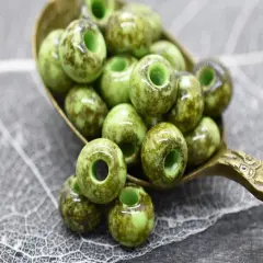 50G Opaque Green Apple Picasso Czech 32/0 Seed Beads