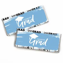 Big Dot of Happiness Light Blue Grad - Best is Yet to Come - Candy Bar Wrapper Light BlueGraduation Party Favors - Set of 24