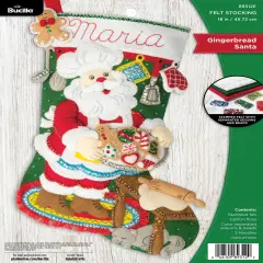 Bucilla Felt Stocking Applique Kit 18" Long-Gingerbread Santa