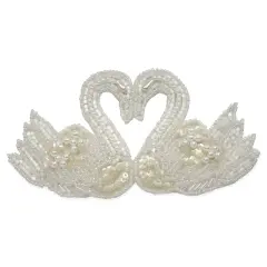 Vintage Bead and Sequin Swan Applique
