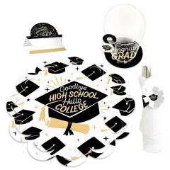 Big Dot of Happiness Hello College Graduation Party Paper Charger and Table Decorations - Chargerific Kit - Place Setting for 8