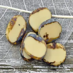 14x19mm Beige Picasso Table Cut Oval Beads