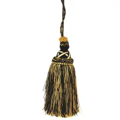 Belagio Tassel, 7&rdquo; Length with 5.5&rdquo; Cord, Milante Collection, Black/Toffee