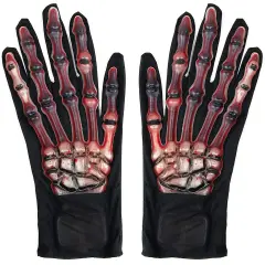Blood Zombie Skeleton Gloves - Skeleton Hands with Realistic Blood Costume Accessories Gloves - 1 Pair