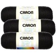 (Pack of 3) Caron Simply Soft Solids Yarn-Black