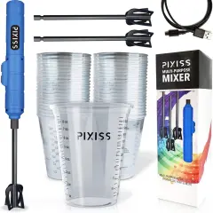Pixiss Premium Handheld Rechargeable Resin Mixer and 20 Epoxy Resin Mixing Cups