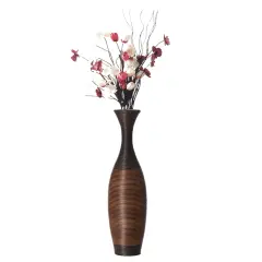 Tall Floor Vase, Modern large vase for home decor floor, Brown Artificial Rattan Floor Vase, Brown Floor Vase for Living Room or Hallway, 41-Inch-Tall Vase
