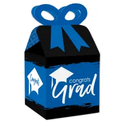 Big Dot of Happiness Blue Grad - Best is Yet to Come - Square Favor Gift Boxes -Royal Blue Graduation Party Bow Boxes - Set of 12