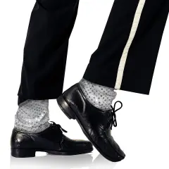 Silver Sequin Costume Socks - Sparkle Dance Party Silver Sequined Shiny Sock Cover Cuffs Costumes Accessories
