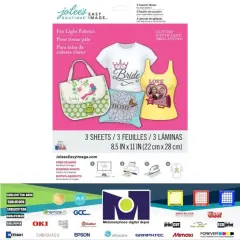 Jolee's Easy Image Transfer 8.5"x11" 3 Sh/Pkg-Glitter For Light Fabrics 56-47016 Made in USA