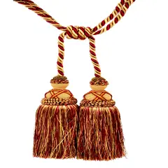 Belagio Tieback Tassel, 2 Tassels- 10&rdquo; Long with 15&rdquo; Cord , Milante Collection, Wine/Toffee