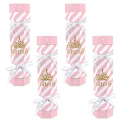 Big Dot of Happiness Little Princess Crown - No Snap Pink and Gold Princess Baby Shower or Birthday Party Table Favors - DIY Cracker Boxes - Set of 12